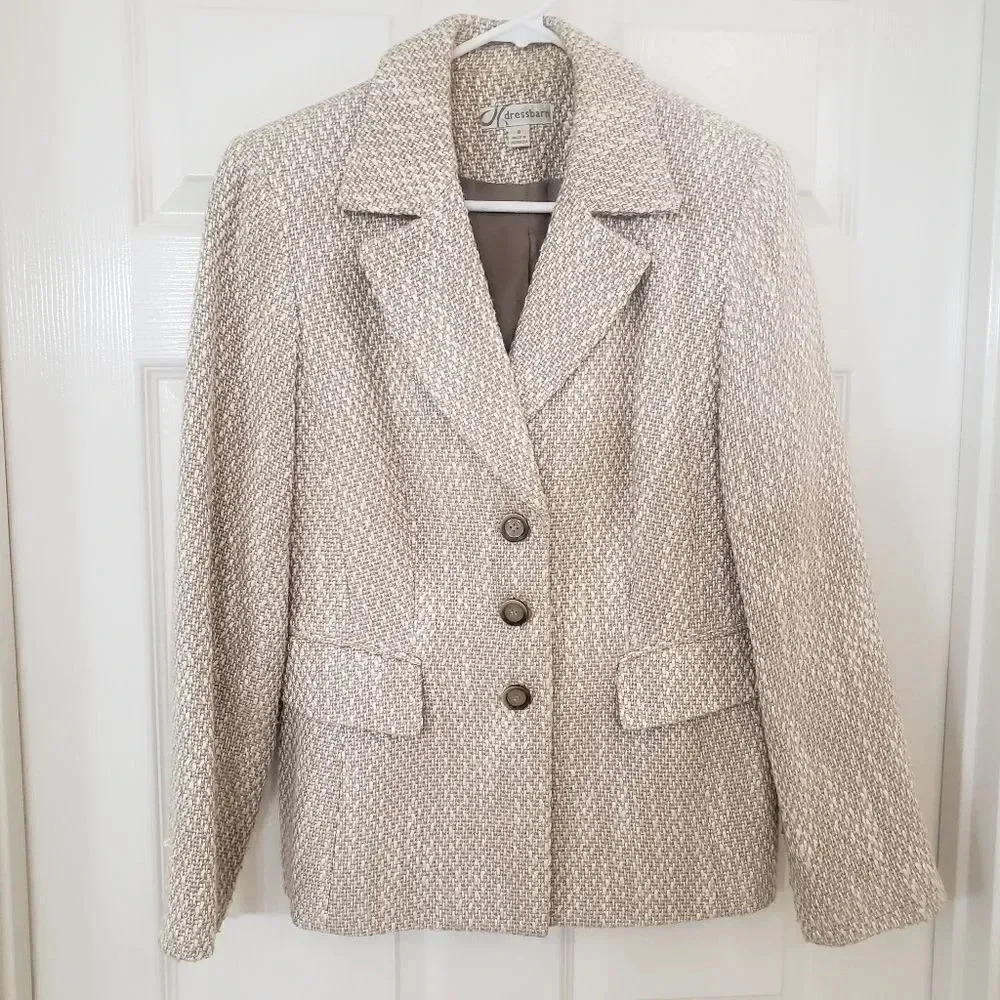 Dressbarn Taupe/White Blazer/Jacket 